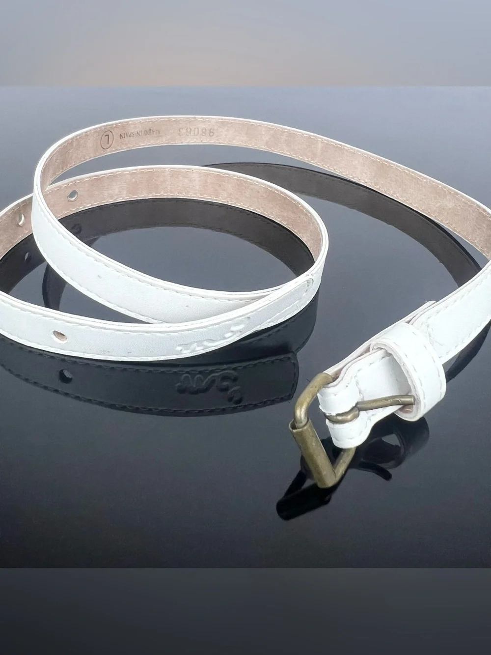Marie Chantal Kids Girls Leather Belt, Ivory, Size L